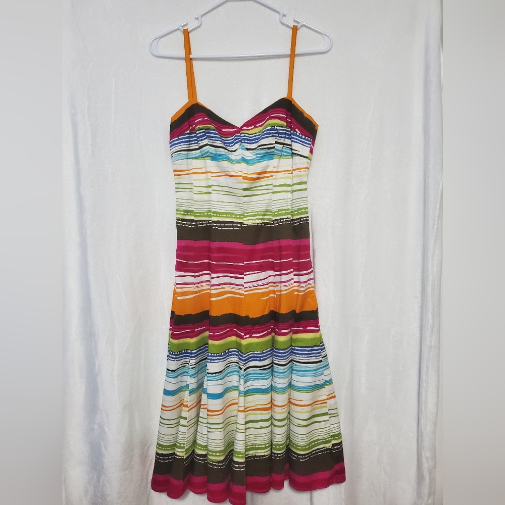 Suzi Chin For Maggy Boutique Colorful Striped Dress Size 4